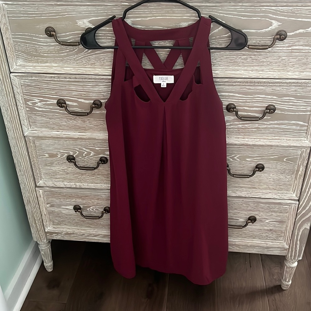 Burgundy shift dress